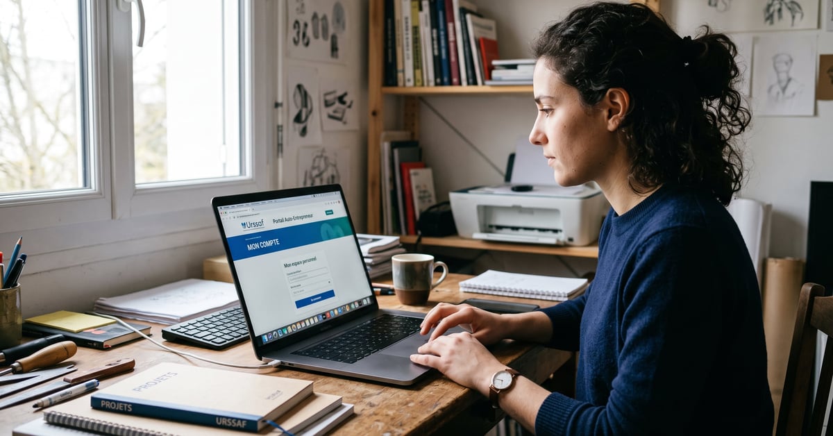 Auto-entrepreneur connecté au portail autoentrepreneur.urssaf.fr pour déclarer son chiffre d'affaires