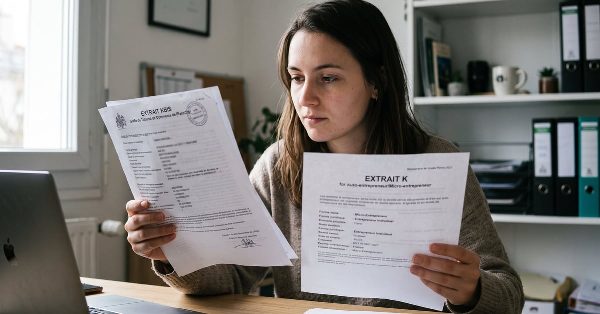 Extrait K et Kbis auto-entrepreneur : différence entre les documents officiels d'immatriculation