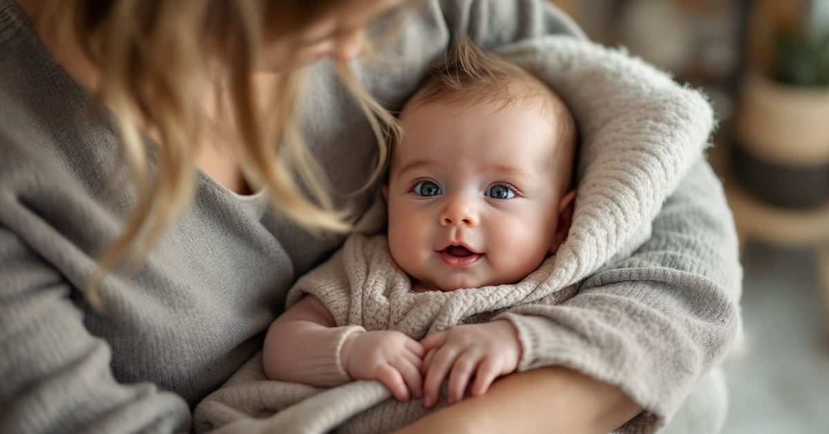Bébé de 4 mois regardant une cuillère, diversification alimentaire précoce