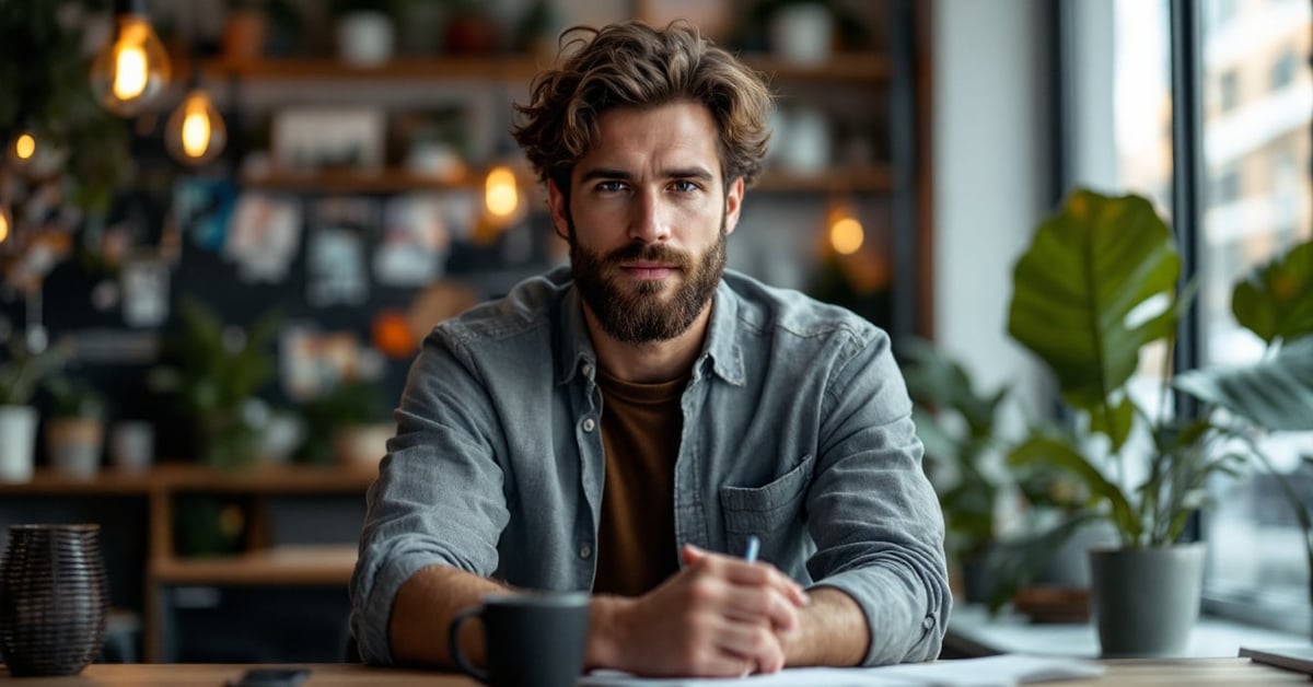 Entrepreneur individuel travaillant seul dans un espace de travail moderne et lumineux