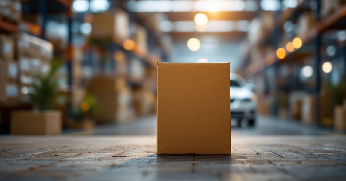 Logistique définition : entrepôt avec cartons et opérateurs illustrant les flux de marchandises