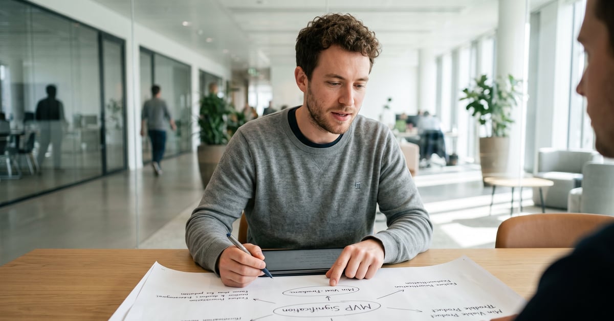 MVP signification : trophée et tableau de bord startup illustrant les deux sens du terme MVP