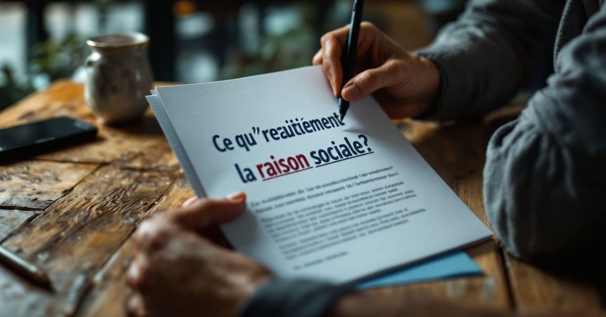 Raison sociale d'une entreprise : document officiel d'immatriculation sur un bureau professionnel