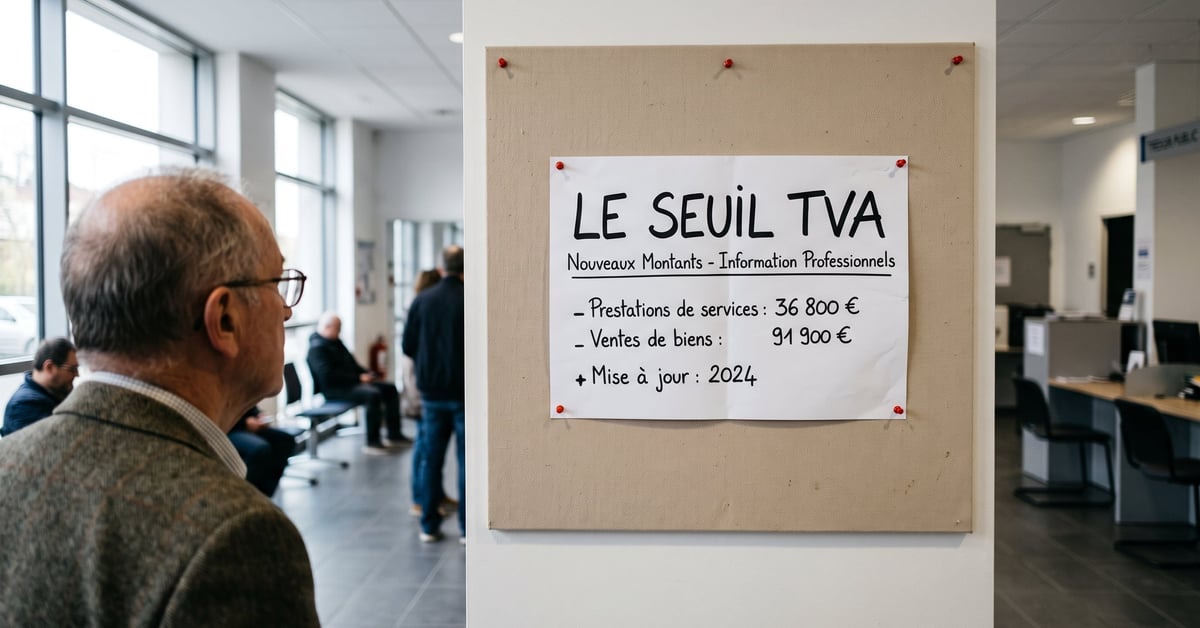 Seuil TVA : documents fiscaux et calculatrice sur un bureau professionnel moderne